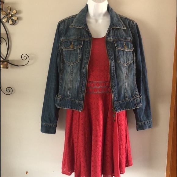 Free People Tibetian Red Daisy Lace Cutout Fit & Flare Skater Dress Taylor Swift - Picture 5 of 16